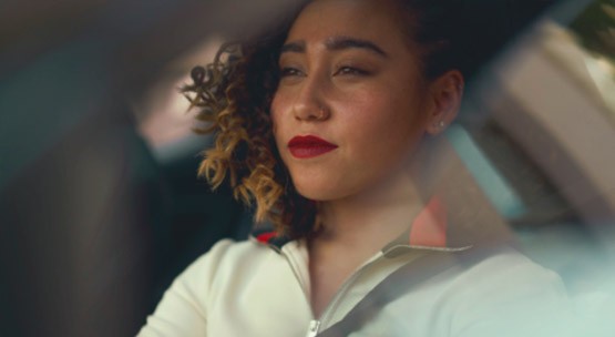 Woman sitting in a car